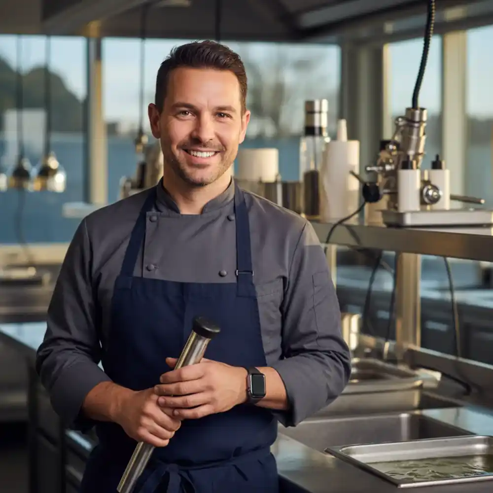 Portrait of a precision cooking specialist.